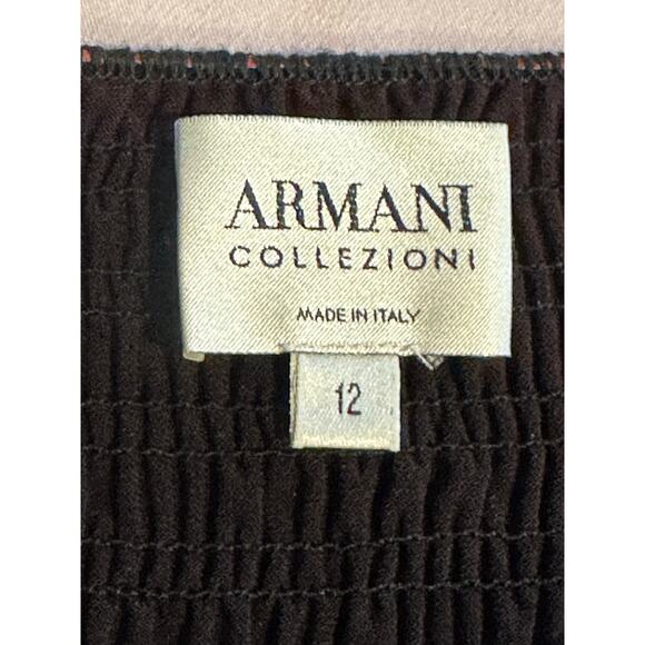 ARMANI COLLEZIONI women’s Size 12 made in Italy Black w/ Sheer Sleeves evening - Picture 5 of 9